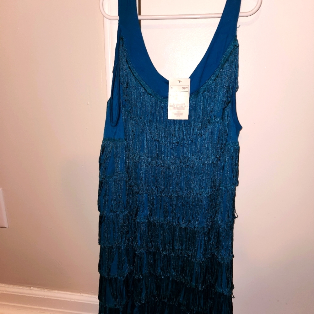 H&M teal flapper mini dress